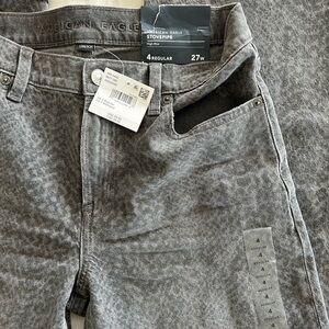 American Eagle Outfitters Wide Leg Stovepipe Gray Animal Print